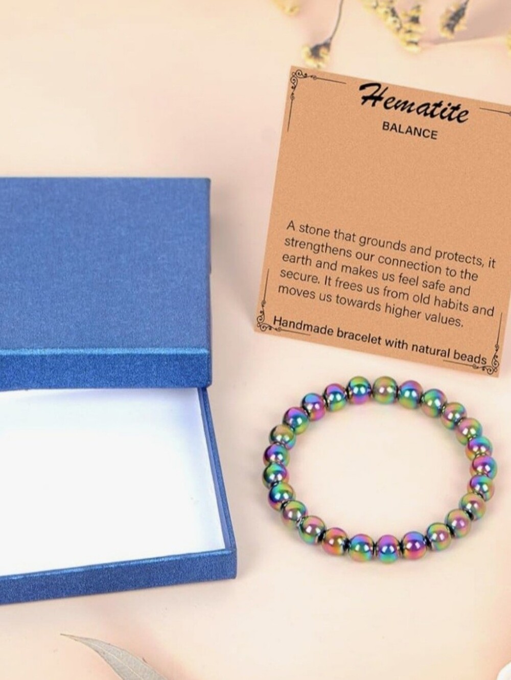 Hematite Balance Rainbow Beaded Bracelet -  New - Picture 2 of 2